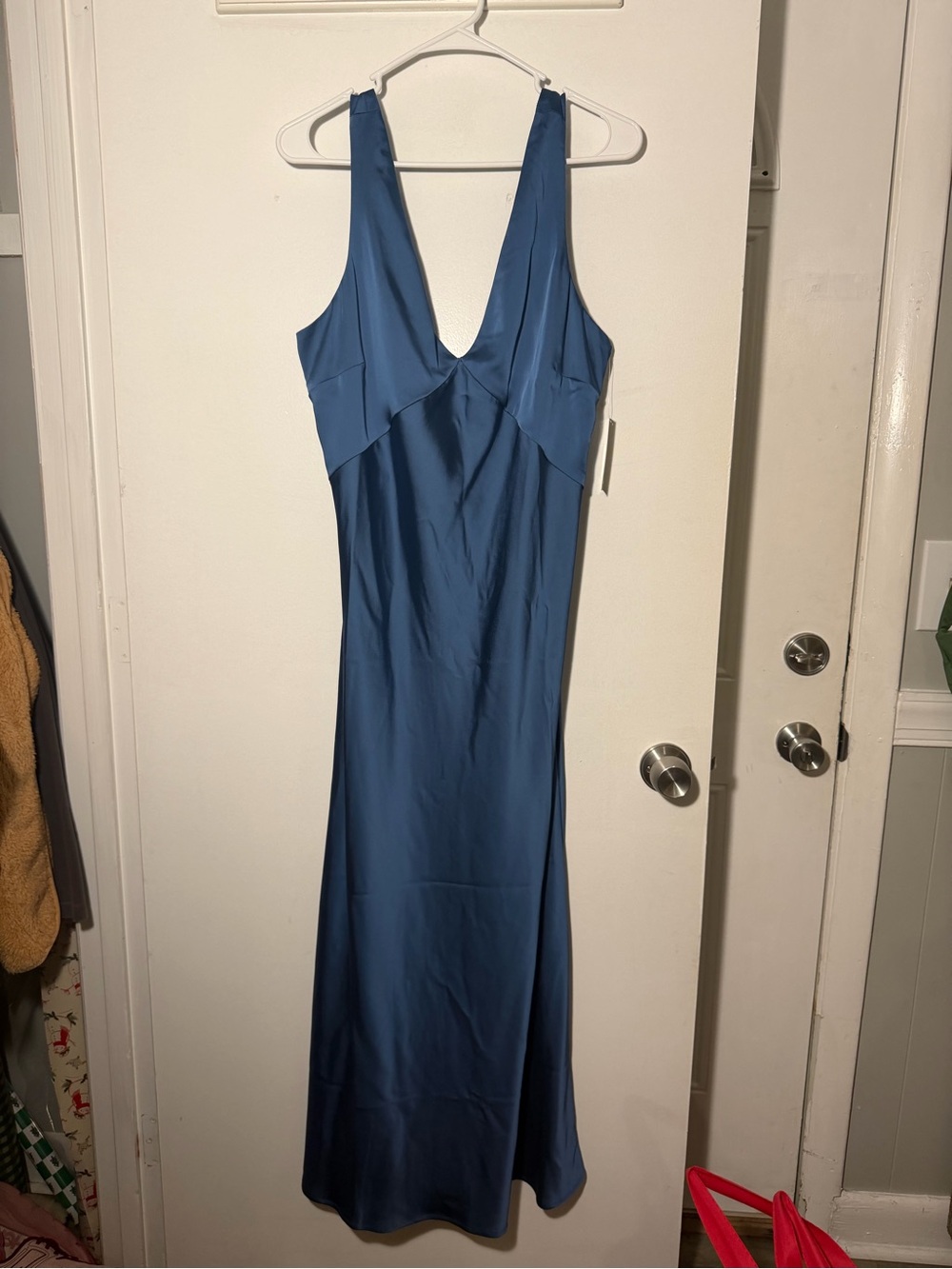 Target Blue Deep V Maxi Slip Dress